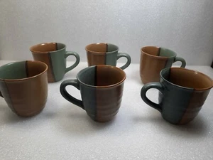 Sango Gold Dust Green Pattern# 5040 Set Of 6 Coffee Mugs Cups - Picture 1 of 3