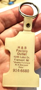 Vintage H & B Factory Outlet Fremont MI Furniture store Keychain - Picture 1 of 2