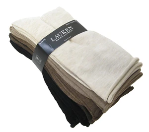 6 PR Ralph Lauren Ladies Trouser Socks Solid Roll Top Assorted Neutrals - Picture 1 of 1