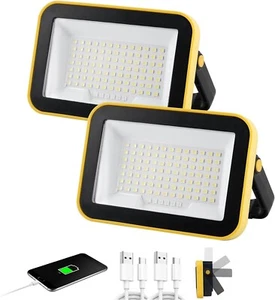 2Pack LED Battery Work Light Rechargeable Portable Flood Light for Camping - Picture 1 of 14