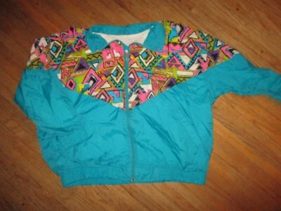 Chaqueta de calentamiento de nailon cortavientos EVE SPORT de colección años 80 90 MUJER 22W Foto 1 de 4