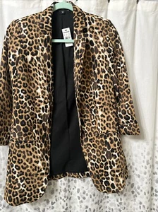 Express XS Women’s Leopard Print Long Jacket NWT - Picture 1 of 4