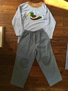 Orient Express Sz 7 Mallard Duck Shirt Corduroy Pants Set Knee Patch Boutique - Picture 1 of 6
