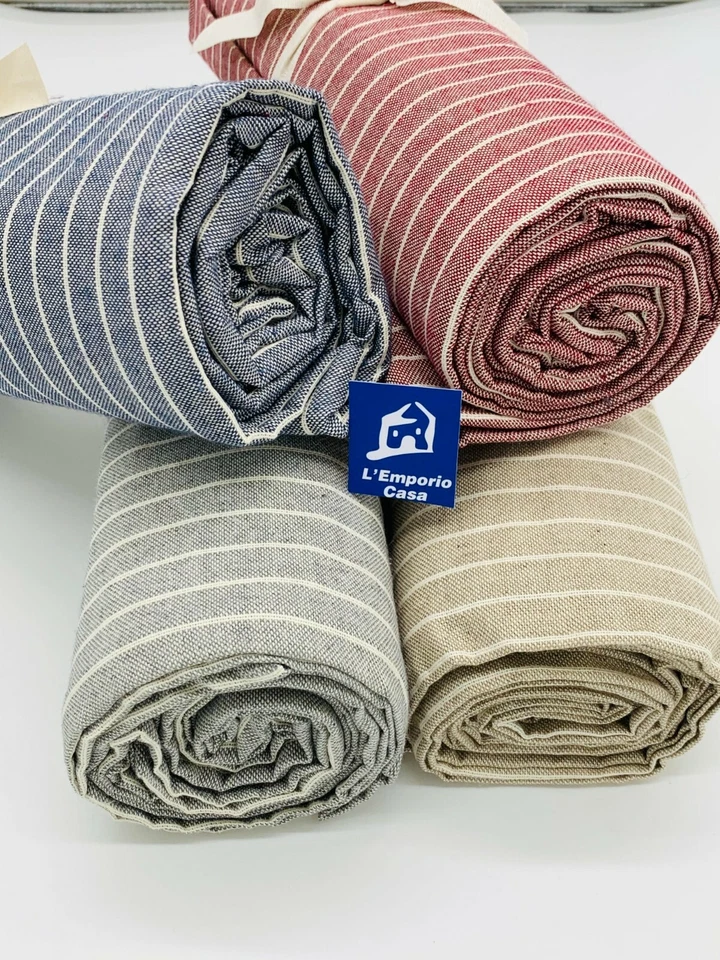 L'EMPORIO CASA TELO ARREDO COPRIDIVANO COPRITUTTO COTONE DI PANAMA FILATO RIGATO VARI MISURE