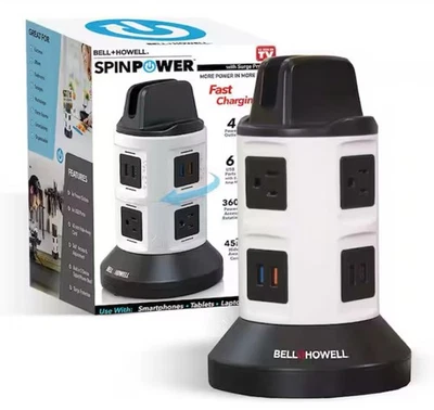 Bell  Howell 4-Outlets / 6 USB Spin Power - The Ultimate Smart Charging Station - Image 1 of 4