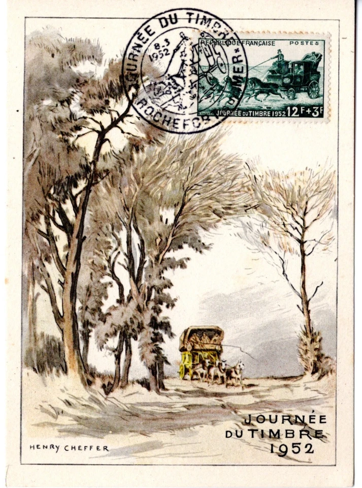 919+ FDC  CARTE 1er JOUR    JOURNEE DU  TIMBRE 1952 ROCHEFORT - Photo 1/1