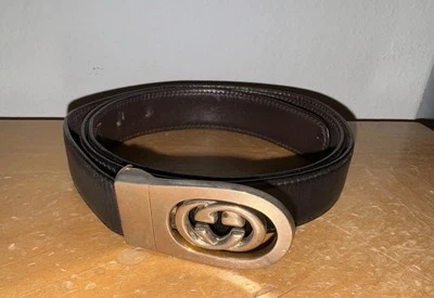 1970-80's Vintage Authentic GUCCI REVERSIBLE Black / Brown Leather Belt - Image 1 of 4