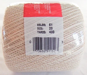 Clark's BIG BALL 61 "ECRU" 100% Cotton 3-Cord Crochet Thread, Size 20, 400 yards - Picture 1 of 3