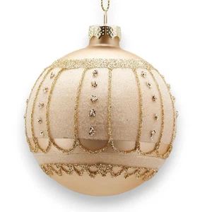 Edg Pallina Palla Di Natale Vetro D8cm Champagne Dorata Addobbi Decorativi - Foto 1 di 2