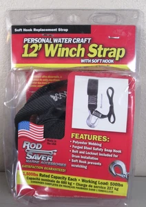 Rod Saver PWC Winch Strap Replacement w/Soft Hook - 12' PWC12SH Wet Bike Jet Ski - Bild 1 von 3
