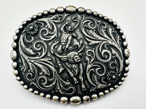 BULL RIDER BY MONTANA SILVERSMITHS BELT BUCKLE  4”x3” - Picture 1 of 4