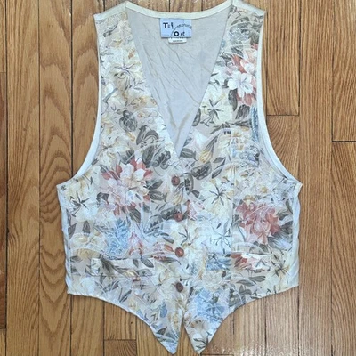 Chaleco tapiz floral Try One vintage años 90 pequeño hecho en EE. UU. Cottagecore Boho Foto 1 de 4