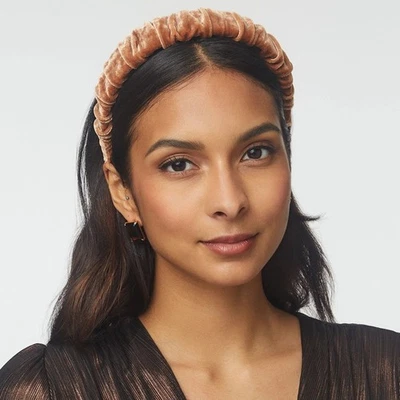 NEW Lele Sadoughi Copper Velvet Kelly Ruched Headband Brown Women's One Size - Image 1 of 4