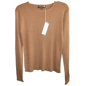 Jennifer Tyler Braun 100% Seide Leichter Pullover Damen Größe M Langarm Neu - Bild 1 von 7
