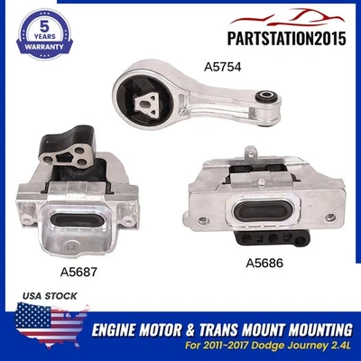 3Pcs Fits Dodge Journey 2.4L 2011-2017 Engine Motor & Trans Mount Mounting - Image 1 of 4