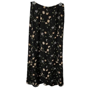 Vintage Liz Claiborne Emma & James Maxi Skirt Womens 4 Black Floral 90s - Picture 1 of 8