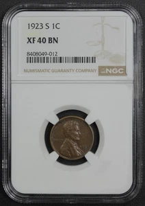 1923 S Lincoln Wheat Copper Cent 1C NGC XF 40 BN - Picture 1 of 4