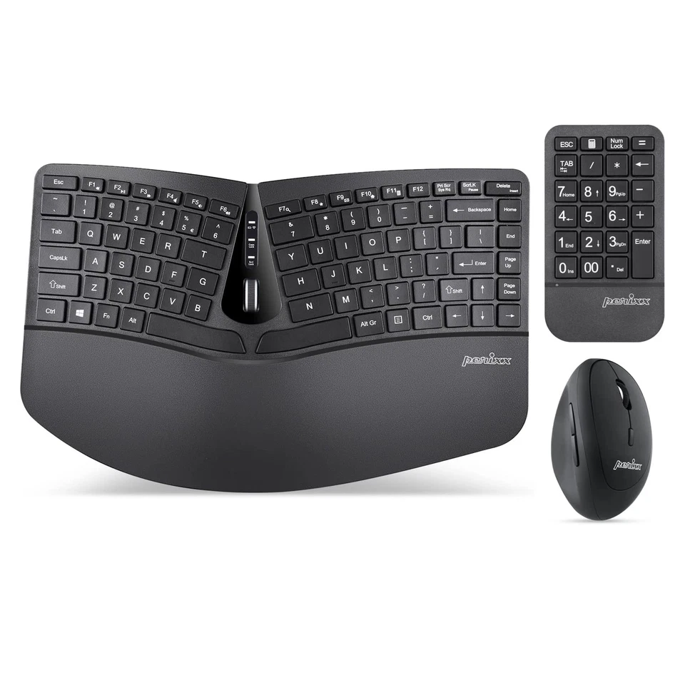 PERIDUO-606A, 3-in-1 Wireless Compact Ergonomic Keyboard with Vertical Mouse ... - Image 1 of 4