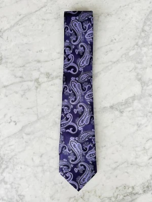 Brioni NeckTie Tie Silk Italy Purple Violet Paisley Designer Luxury Modern - Image 1 of 4