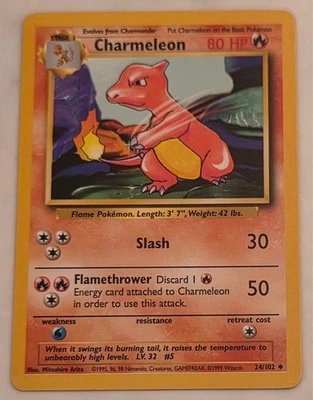 CHARMELEON 1999 Pokémon Common Card Base Set 24/102 NM-Mint - Image 1 of 2