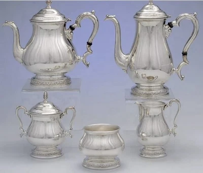 5pc Prelude Int’l Sterling Silver Teapot Set C366 & Salt/ Pepper Shakers 11264/1 - Image 1 of 4
