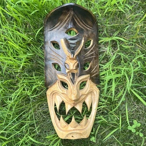 Filipino Tribal Face Mask Hand Carved Wood Wall Hanging Mask 12” - Picture 1 of 8