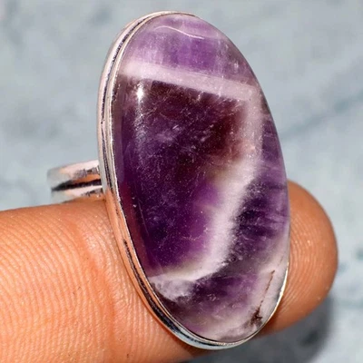 925 Silver Plated Chevron Amethyst Ring US 9 Best Gift For Women GW - Image 1 of 3