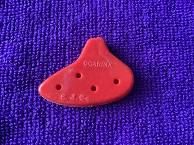 Vintage Cracker Jack Red Mini Plastic Ocarina Prize 1950s - Image 1 of 2