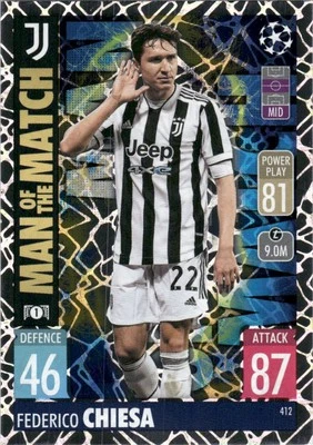 2021 Topps Match Attax Man of the Match Foil Insert Federico Chiesa Juventus - Image 1 of 2