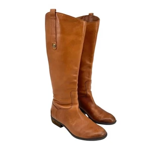 Sam Edelman 7.5 Wide Penny Brown Leather Tall Heeled Equestrian Riding Boots - Picture 1 of 12