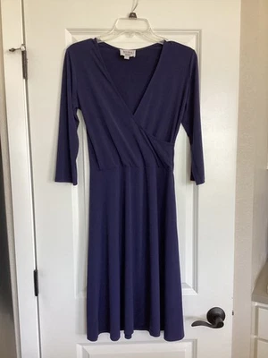 Vestido envolvente sintético azul marino Leota hecho en EE. UU. para mujer talla S clásico para todas las ocasiones Foto 1 de 4