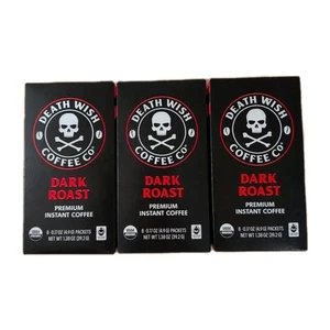 3 Death Wish Coffee Co Dark Roast Premium Instantkaffee 24er Pack Gesamt 02/2026 - Bild 1 von 7