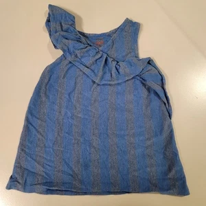Girls Ruffled Glitter Tank Top – Cat & Jack – Size S (6/6X) Blue/silver - Picture 1 of 4