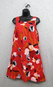 Sigrid Olsen 100% Linen Floral Womens Dress Medium Red Sleeveless Casual Preppy - Picture 1 of 9