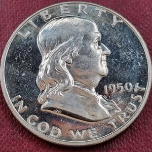 1950 Benjamin Franklin Half Dollar 50c Silver RARE Early PROOF #93160 - Picture 1 of 2