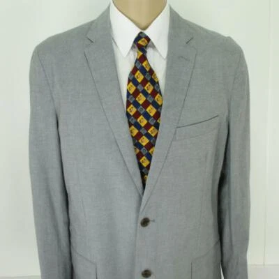 44 L (43 L) Lands End Gray Cotton 2Btn Mens Summer Jacket Sport Coat Blazer Mint - Изображение 1 из 4
