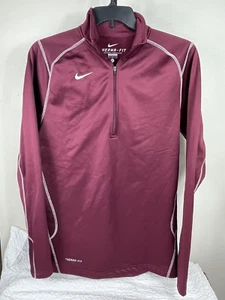 Nike Therma-fit Mens 1/4 Zip Dark Red Size M Long Sleeve Pullover No Pockets - Picture 1 of 7
