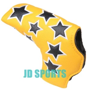 Cubierta para cabeza de putter con hoja de golf Star Design de cuero amarillo con cierre magnético - Imagen 1 de 6