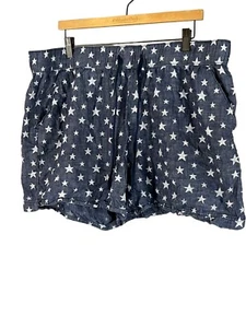 BCG Women’s Plus Size 2X Blue White Star Chambray Elastic Waist Casual Shorts - Picture 1 of 4