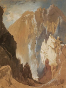 Impresión artística giclee Toltec Gorge y Eva Cliff from the West de Thomas Moran - Imagen 1 de 3