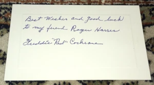 FREDDIE RED COCHRANE-AUTOGRAPHED INDEX CARD-WORLD WW CHAMPION 1941-1946-D. 1993 - Picture 1 of 2