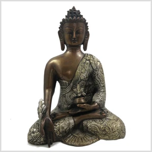 Feiner Medizinbuddha Messing Kupfer 25cm 2,8kg Buddha aus Nepal Buddhismus Tibet - Bild 1 von 3