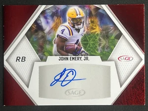 JOHN EMERY JR 2023 SAGE Red Rookie RC Auto #A-JE | LSU - Picture 1 of 2