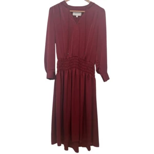 Vestido midi Brochu Walker Merlot cintura acanalada manga larga talla S - Imagen 1 de 7