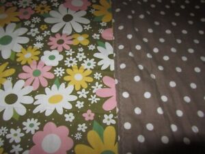 Handmade Olive/Brown Flower/Dot Double-sided Cotton/Flannel Baby/Toddler Blanket