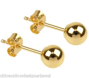 1x Coppia Orecchini Orecchini a Sfera Oro Giallo 9ct 4mm + Sacchetto Regalo - Foto 1 di 1