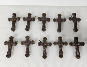 10 Cast Iron Rustic Cross, 3 Inch, Western Rustic Decor DIY Crafts - Picture 1 of 6