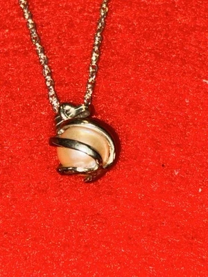 Colar de pérolas rosa real, pérola tamanho 7, corrente de prata esterlina  - Imagem 1 de 4