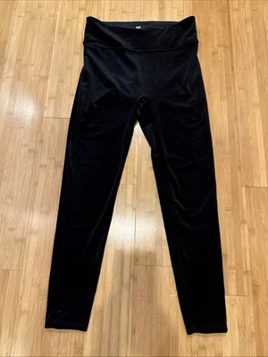 DKNY Shimmering Festive Holiday Black Royal-Inspired Velvet Glamour Leggings  L - Image 1 of 4