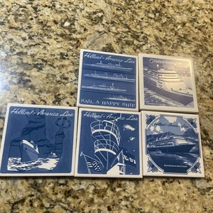 Holland America Line.. Blaue Delfter Fliese 5 Stück - Bild 1 von 2